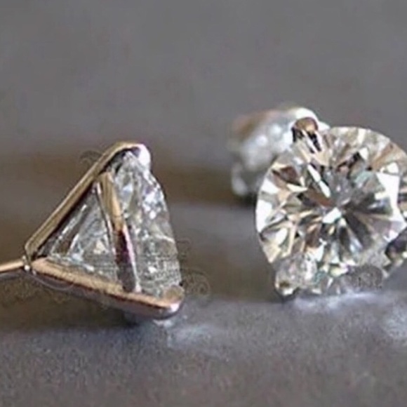 2ct Round Solitaire Screw Back Earrings - Picture 7 of 8